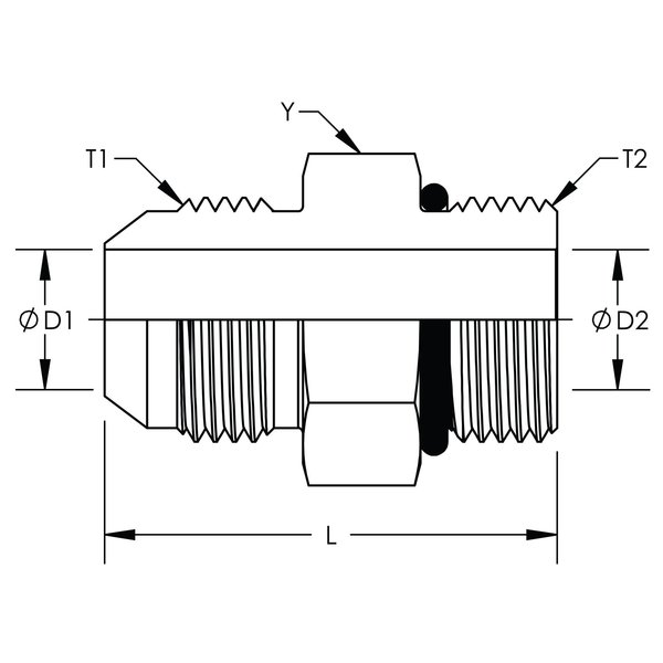 World Wide Fittings JIC to O-Ring Boss Stainless Steel 6400X12X12SS